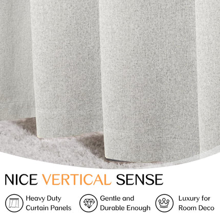 Dreaming Casa 100% Blackout Curtains 100x84 Inches Long 1 Panel Greyish White