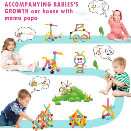 74PCS Magnetic Building Sticks Blocks Toys, Magnetic Balls and Rods Set for Kids, Magnetic Building Set,Toddler Montessori Toys,STEM Stacking Toys T102