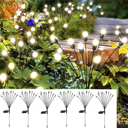 FRSTONA 6 Pack Solar Firefly Lights Outdoor Garden Decorative 10 LED Big Bulb Waterproof Wind Swaying Solar Power Lights for Yard Lawn Pathway Flower Decor