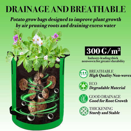 4Packs Colorful Potato Grow Bags, Heavy Duty Potato Bags for Growing Potatoes, Fabric Potato Planter, Non-Woven