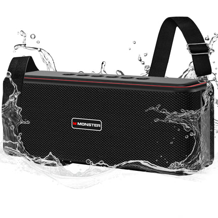 Monster Shock Pro Bluetooth Speaker with Baldric, 80W Loud Speaker with Deep Bass, Portable Wireless Speaker with TWS, Long Playtime & Waterproof for Outdoors/Indoors, Supports AUX/TF Card/USB Audio