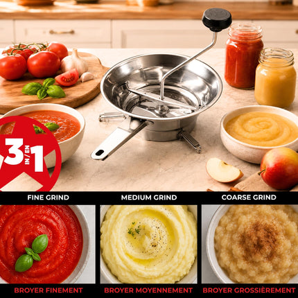 Starfrit Fruit & Vegetable Food Mill, 3 Discs, Stainless Steel