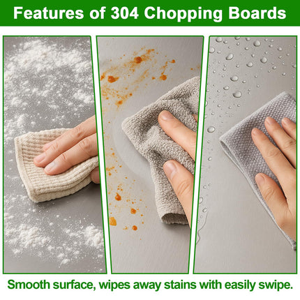 TamBee Kitchen 304 Stainless Steel Cutting Board for Steel, 15.8 x 12", Heat Resistant, Dishwasher Safe