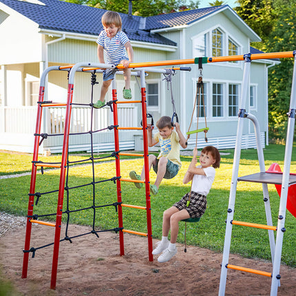 AGPTEK Disc Swing with Monkey Bars, Tree Swing Set Accessories Rope Disk Swing Seat with Carabiner and 22in Hanging Strap Heavy Duty Swingset for Zipline Outdoor Playground, Jungle & Gym Green