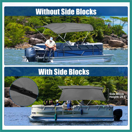ATOCOVER 600D Canvas Only NO Frame 4 Bow Bimini Top Replacement Top Cover, GREY