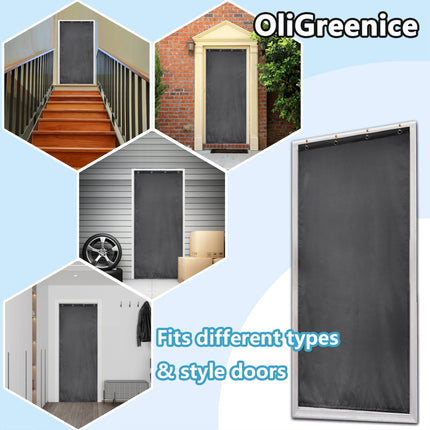 OliGreenice 100x210cm/W39*L83" Thermal Curtain Eyelet Doorway Cover Panel Windproof Warm Cold Protection Oxford Cloth Thicken Cotton Fiber Drapes for Living Room Garage Bedroom, Dark Gray X004GT75U5