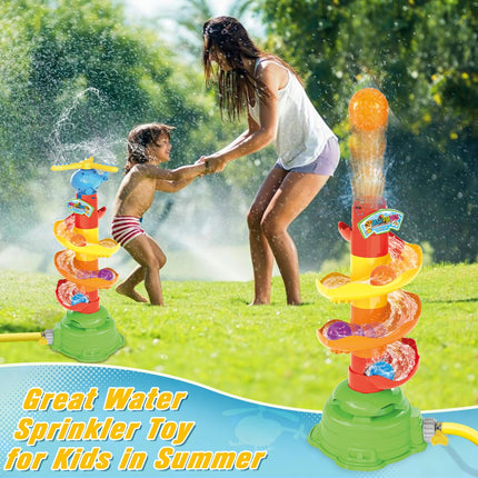 Outdoor Water Sprinkler Toys for Kids: 5 in 1 Spray Sprinkler Outside Toys with Water Flow Control Valve, 360° Rotating Summer Water Toys for Backyard Lawn Pool Party for Toddlers Kids Boys 3-8