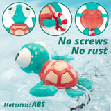 DUCKBOXX XX Pull-String Swimming Sea Friends Bath Toy, No Battery Mold-Free Anti-Rust Interactive Montessori Toy for Kids (Turtle with Swim Ring)