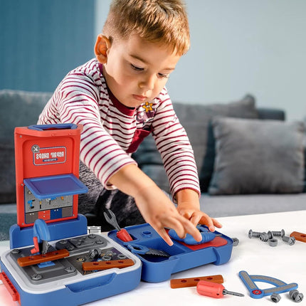 Kids Tool Set, 3 in 1 Kids Tool Bench Set Toddler Toolbox Pretend Play Construction Toys Drill Saw Repair Accessories for Kids t3
