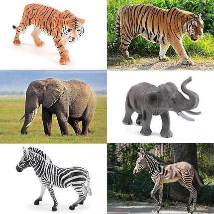 Aomola 24PCS Plastic Animal Toy Figure with Activity Play mat and Trees,Realistic Animal Figurines playset,Educational Jungle Toy Birthday Gift T18