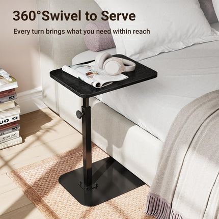 ELYKEN Adjustable Height TV Tray Table for Couch, 360° Swivel Side Table