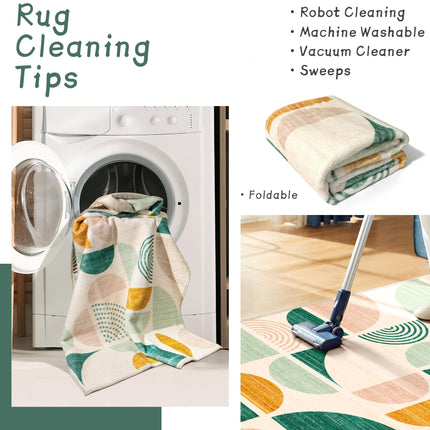 MUJOO Green Washable Rugs 8x10',Boho Area Rugs for Living Room Bedroom,Large Throw Floor Carpet Non Slip Soft Modern Abstract Sage Green