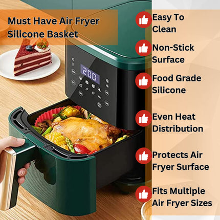 PERFECT GLAMOUR 4PCS Reusable Air Fryer Liners Silicone - 6.5, 7.5, 8.5 inches Non-Stick Silicone Air Fryer Pots - Eco-Friendly & Food Grade Air Fryer Accessories - Replacement for Disposable Parchment Paper Liner
