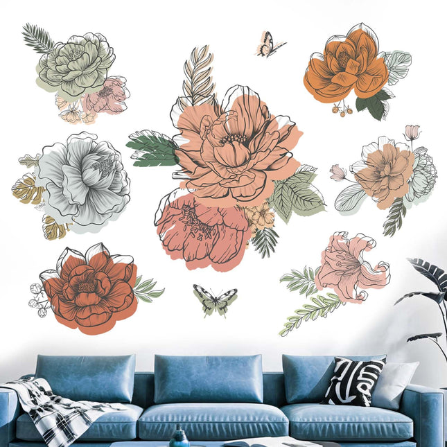 Wall Decals for Living Room: Boho Wall Stickers, Bedroom Sofa TV Background Home Wall Decor