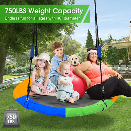 DEROFIT Indoor/Outdoor Adults/Kids 40 Inch Flying Saucer Tree Swing Set with Hanging Strap Kit with Steel Frame & Adjustable Rope, 750lb Weight Capacity
