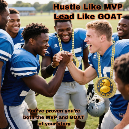 Football Turnover Chain Award Medal – 6" Oversized Gold Trophy Necklace