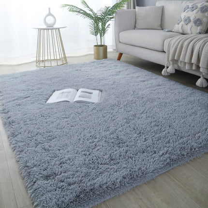 GERBIT Area Rugs 5x7 for Bedrooms, Grey Fluffy Rugs for Living Room Decor, Ultra Soft Anti Slip Shag Fuzzy Rug, Non-Slip Area Rugs for Nursery Girls Boys Room