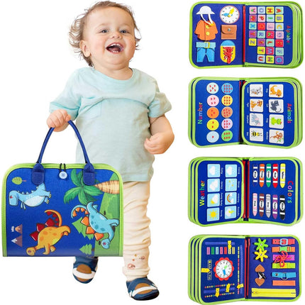 Winblo Toddler Busy Board - Montessori Toys Bithday Gift, Educational Learning Sensory Busy Book Activities Toy for Airplane Car Travel-Purple