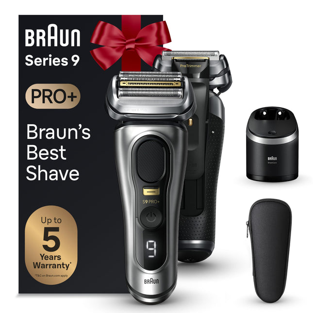 Braun Series 9 PRO+ Electric Shaver for Men with Precision Long Hair Trimmer, Wet and Dry Electric Razor , 9567cc Galvano Silver
