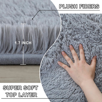 GERBIT Area Rugs 5x7 for Bedrooms, Grey Fluffy Rugs for Living Room Decor, Ultra Soft Anti Slip Shag Fuzzy Rug, Non-Slip Area Rugs for Nursery Girls Boys Room