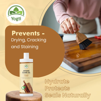 YOGTI 360ml Food Grade Mineral Oil for Wood & Bamboo – Protects & Restores Cutting Boards, Butcher Blocks, Utensils Classic Artisan Cutting Board Oil