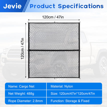Cargo Net, Adjustable Versatile Elastic Storage Net for Car Trunk, Universal Fit for Most Vehicles，Supplied by JEVIE (47.2"x 47.2" inch)