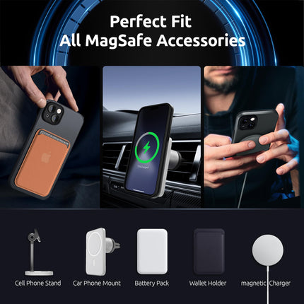 SURPHY Shockproof, Magnetic, TPU & PC Material, Enclosure Matte Case for iPhone 14 Plus, 6.7 Inch