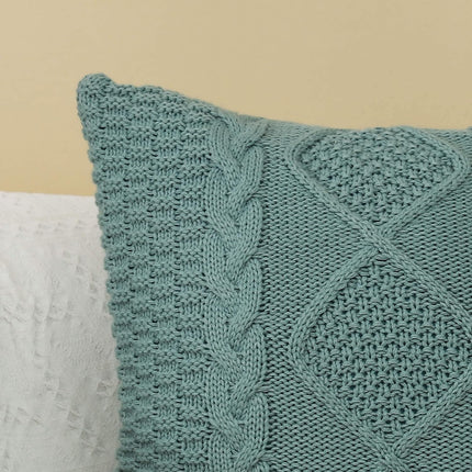 ANDUUNI 1PC Decorative Knitted Throw Pillow Cover Double-Cable Sweater Square Warm Cushion Cover for Sofa Bedroom Home Accent Decor
