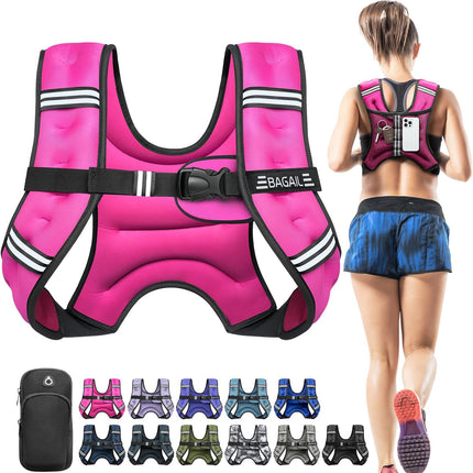 BAGAIL Adult's Weighted Vest with Detachable Phone Pouch, Rucking Vest, Walking, Weight Loss, Training, Running