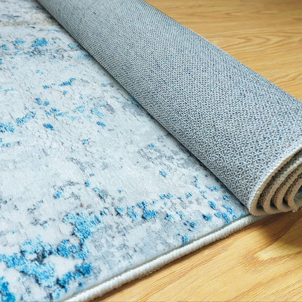 JURLEA Hallway Runner Rug Non-Slip Carpet Runner for Hallways Kitchen Living Room No Shedding Washable Lightweight Long Runners Rug (Cream/Blue, 80x200cm,2.6'x 6.6')