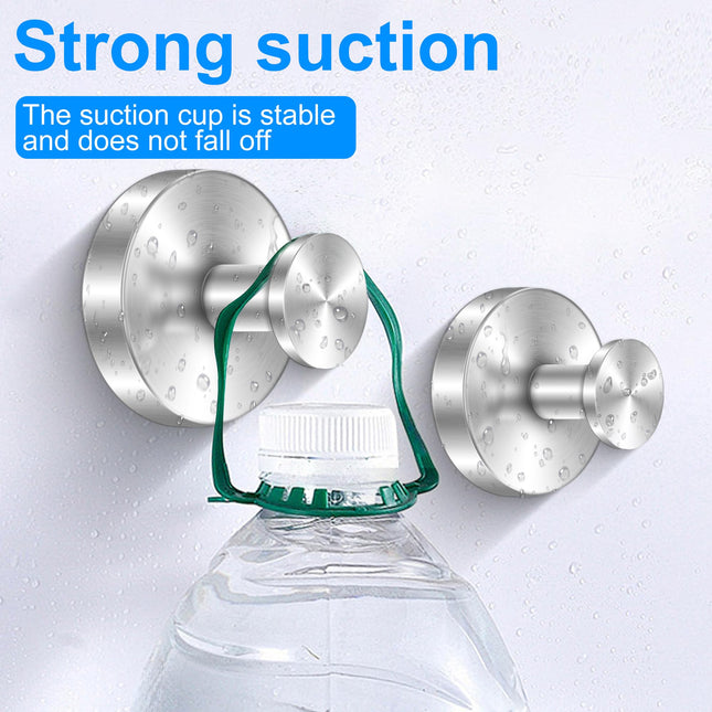 RAIYMA 2PC Waterproof Suction Self Adhesive Stainless Steel Shower Hooks, Silver