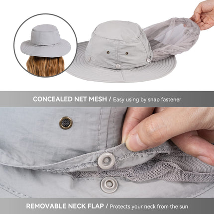 Tibeha Unisex UPF 50+ Mosquito Head and Bug Net Hat, Sun Protection