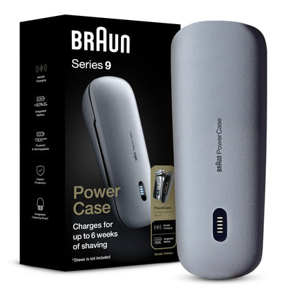 Braun PowerCase 9484pc, Mobile Shaver Charging Case, Compatible with Braun Series 8 and Series 9 Electric Shavers for Men, Up to 6 Weeks of Cordless Shaving Power, 50% More Battery, 90mins Shaving Runtime, Grey