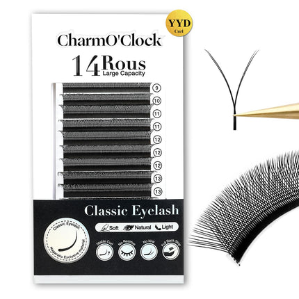 CharmO'clock Premium YY D Curl 8-16mm Mixed Volume Length Lash Extensions Super Matte Black Finish X004YXSNRH