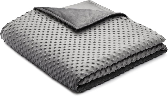 Amazon Basics Kids Cotton Weighted Blanket and Micromink Cover - 7-Pound, 41" x 60", Gray/Gray