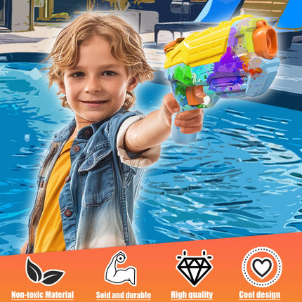 ZEBNYYA 4 Pack Water Gun for Kids, Watercolor Squirt Gun with Trigger Super Water Blaster Soaker Squirters Toys, Long Range Water Pistol Gun for Summer Outdoor Pool/Beach/Yard/Party Play