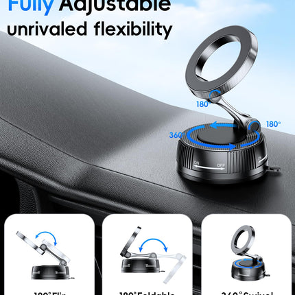 Lazmount Car Mount for MagSafe All Smartphones One-Tap Rotate for Calls, N55 Magnets Stay Rock-Solid ABS Silicone Magnet Nano Gel Suction and 24 N55 Magnets Twist-Lock 180/360 Adjust Holder -Black
