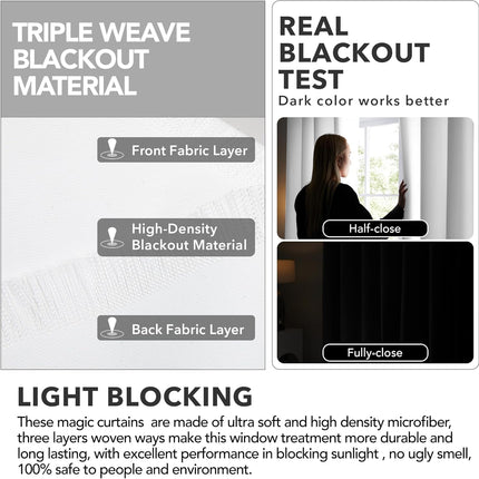 Deconovo Pure White 50% Room Darkening Curtains, Patio Door Blackout Curtains for Dining Room/Living Room/Bedroom, 52W x 84L Inch, 2 Panels