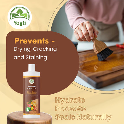 YOGTI Artisan 360ml – Food Grade Oil with Natural Citrus Scent – Conditions & Protects Wood & Bamboo – For Butcher Blocks, Boards, Utensils Cutting Board Oil, Citrus Bloom