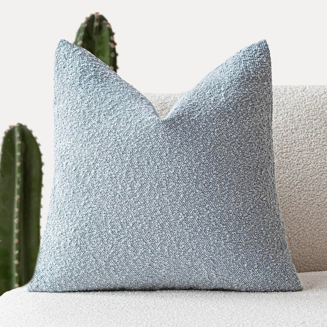 Foindtower 20 x 20", 1PC Textured Boucle Throw Pillow Cover Accent Solid Decorative Pillow Cases Cozy Woven Couch Cushion Case, Light Blue X0040UT1K7