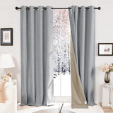 Deconovo Faux Linen Blackout Curtains, Grommet Room Darkening Curtains, 52x96 Inch, Dark Grey, Set of 2