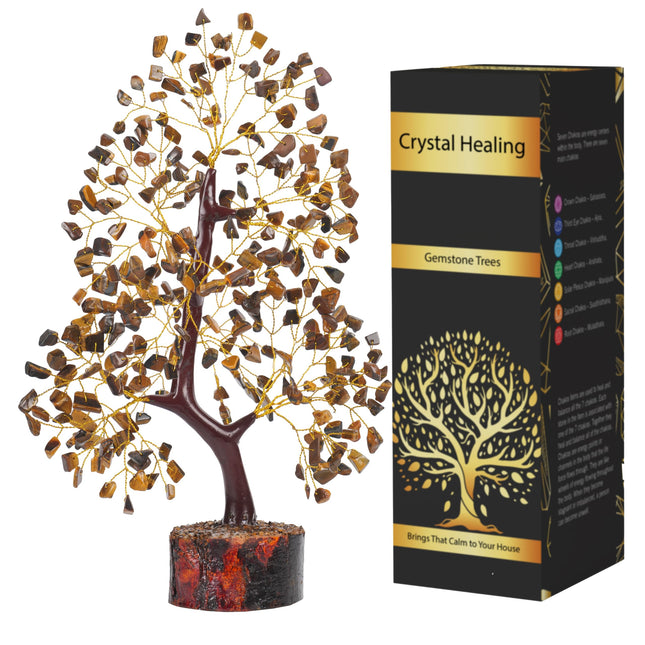YUVDIPR 7 Chakra Money Tree Healing Feng Shui Statues & Figurines Reiki Crystal Balancing Buddha Home Décor (Tiger Eye G)