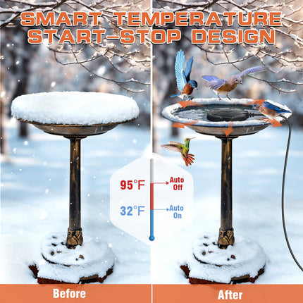Daoeny Outdoor Full-Covered Aluminum Pond Deicer 120W Birdbath Water Heater Thermostatically Control for Patio Yard Farm