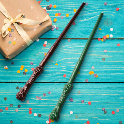 WinSence Kids Light Up Magic Wizard Wand with Sounds & 4 Lightings Illuminating Witch Sorcerer Toys, Brown & Green