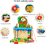 Wooden Toys Activity Cube for Kids,Montessori Toys with Bead Maze,Wooden Educational Activity Center  T119