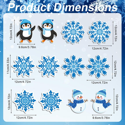 Sinbana 12pcs/6 Pairs Screen Door Magnets Decorations, Christmas Winter Snowflake Snowman Penguin Flexible Magnetic Double Sided Screen Savers for Pet Bird Protection Fridge Decals Cruise Door Decor
