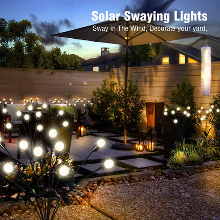 FRSTONA Outdoor 4 Pack Solar Firefly Lights Decorative 10 LED Big Bulb Waterproof Wind Swaying for Yard Lawn Pathway Flower Decor