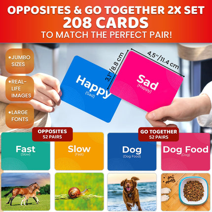 QUOKKA 208 Vocabulary Flash Cards Go Together and Opposites Matching Card Game
