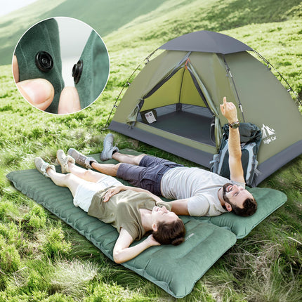 Night Cat Ultralight Inflatable Sleeping Mat Pad with Built-in Pillow & Foot Pump, GREEN