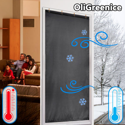 OliGreenice 82x204cm/W32xL80" Thermal Curtain Eyelet Doorway Cover Panel Windproof Warm Cold Protection Oxford Cloth Thicken Cotton Fiber Drapes for Living Room Garage Bedroom, Dark Gray X004GTBWZ9